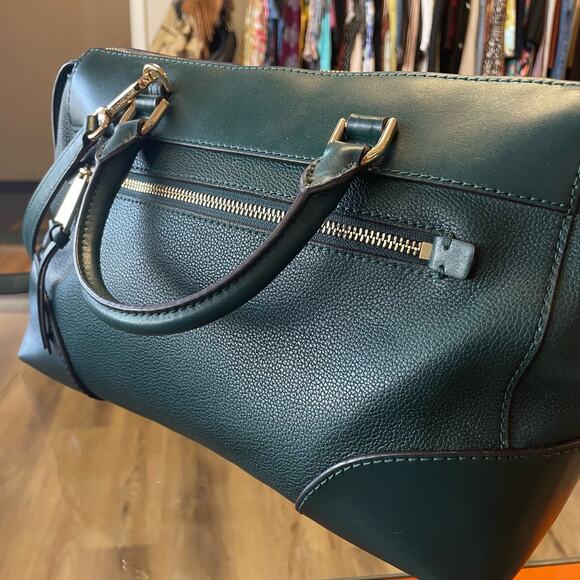 Michael Kors Maya Pebbled Leather Satchel Amazon Green - Picture 6 of 12